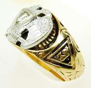 Vintage 10K Masonic 32nd Degree Diamond Ring, 11.5