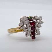 18kt Gold, Diamond, Ruby, & Emerald Butterfly Ring