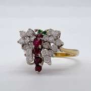 18kt Gold, Diamond, Ruby, & Emerald Butterfly Ring