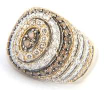 Powerful Chocolate Diamond and White Diamond Dome Ring in White Gold