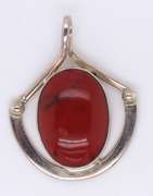Vintage Sterling Silver Mexico Signed Carnelian Pendant