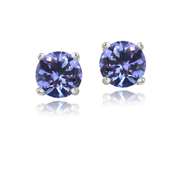Sterling Silver .5ct Tanzanite Round 4mm Stud Earrings