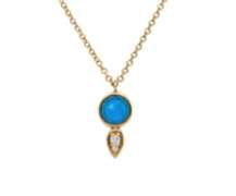 Gabriel Yellow Gold Rock Crystal, Turquoise and Diamond Necklace