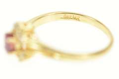 10K Yellow Gold Oval Natural Ruby Diamond Halo Engagement Ring