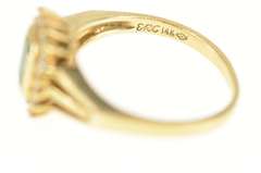 14K Yellow Gold Diamond Halo Syn. Emerald Engagement Ring