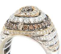 Powerful Chocolate Diamond and White Diamond Dome Ring in White Gold