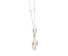 Brand new Aquamarine and Diamond and Mother of Pearl Pendant on Chain