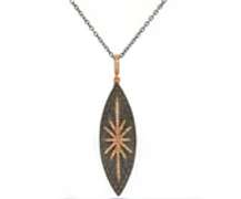 Yellow Gold and Sterling Silver Elongated Diamond Straburst Pendant