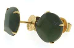 Fantastic Carved Green Jade Stud Earrings
