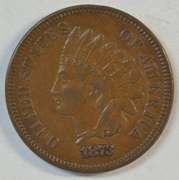 Super Choice Brown AU 1873 (Open '3') Indian Head Cent