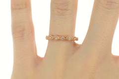 14K Rose Gold Diamond Stackable Milgrain Wedding Band Ring