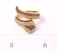 Amazing Ruby & Diamond Incrusted Snake Ring, 18KT