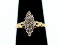 Narrow 10k Gold Diamond Cluster Ring