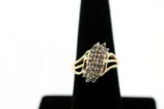 Modern Stepped Diamond Cluster Ring with 10k Gold