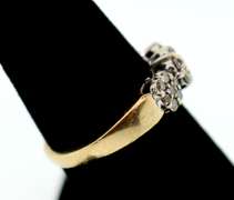 Triple Set Diamond Cluster Ring with 10k Yellow Gold