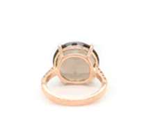 Handsome Rose Gold Round Smokey Quartz and Diamond Ring