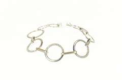 18K White Gold 0.90 Ctw Diamond Circle Chain Statement Bracelet