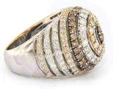 Powerful Chocolate Diamond and White Diamond Dome Ring in White Gold