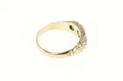 14K Yellow Gold Elaborate Scroll Syn. Emerald Cubic Zirconia Ring
