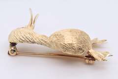 Strong Yellow Gold Ruby Duck Brooch