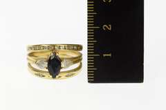 10K Yellow Gold Marquise Sapphire Diamond Bridal Set Ring