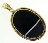 Sterling Silver Oval Black Sardonyx Pendant