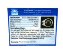 Fantastic White Gold Black Tahitian Pearl and Diamond Swirl Ring