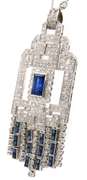 Vintage Sapphire and Diamond Art Deco Pendant on Chain