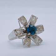 14kt Gold, Blue Sapphire, & Diamond Ring