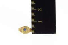10K Yellow Gold Art Deco Sim. Sapphire Floral Child's Baby Ring