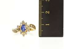 14K Yellow Gold 0.92 Ctw Natural Sapphire Diamond Engagement Ring