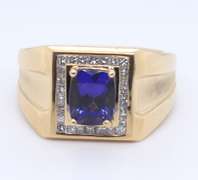 Incredible Yellow Gold Tanzanite and Diamond Ring