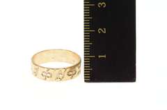 14K Yellow Gold Victorian Scroll Dot Pattern Wedding Band Ring