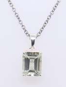Sterling Silver Emerald Cut Gemstone Pendant on Chain