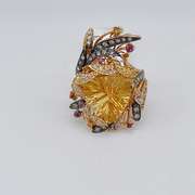 Designer 14kt Yellow Gold, Citrine, Ruby, & Diamond Cocktail Ring