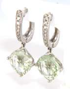 Dazzling Prasiolite and Diamond White Gold Dangle Earrings
