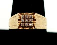Anachronistic 10k Gold Dquare Diamond Ring