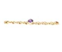 Fancy Cut Amethyst Twisted Link Yellow Gold Bracelet