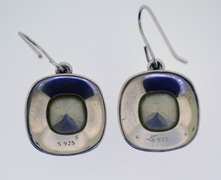 Sterling Silver Blue Color Stone Drop Earrings
