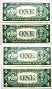 (4) Crisp Exceptional 1935F $1 Silver Certificates-Consecutive!