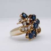 14kt Gold, Blue Sapphire, & Diamond Ring