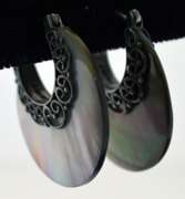 Sterling Silver Half Moon Mother Of Pearl Hoop Earrings