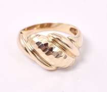 Carved Yellow Gold Dome Ring
