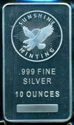 Prooflike Sunshine Mining Pure 10 Troy oz Silver Bar