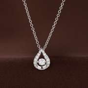 Small Petal Style Pave Stone Pendant