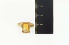 18K Yellow Gold 1960's Emerald Cut Citrine Ornate Cocktail Ring