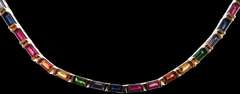 Colorful 18kt Yellow Gold Necklace Complete With Multiple Gemstones
