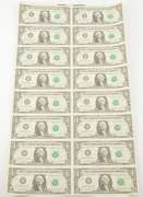 Lot (16) 1981 $1 New York, NY United States FRN Uncut Sheet