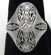 Art Deco Filigree Diamond Cocktail Ring