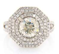 Significant White Gold 3.01ctw Round Diamond Hexagonal Triple Engagement Ring